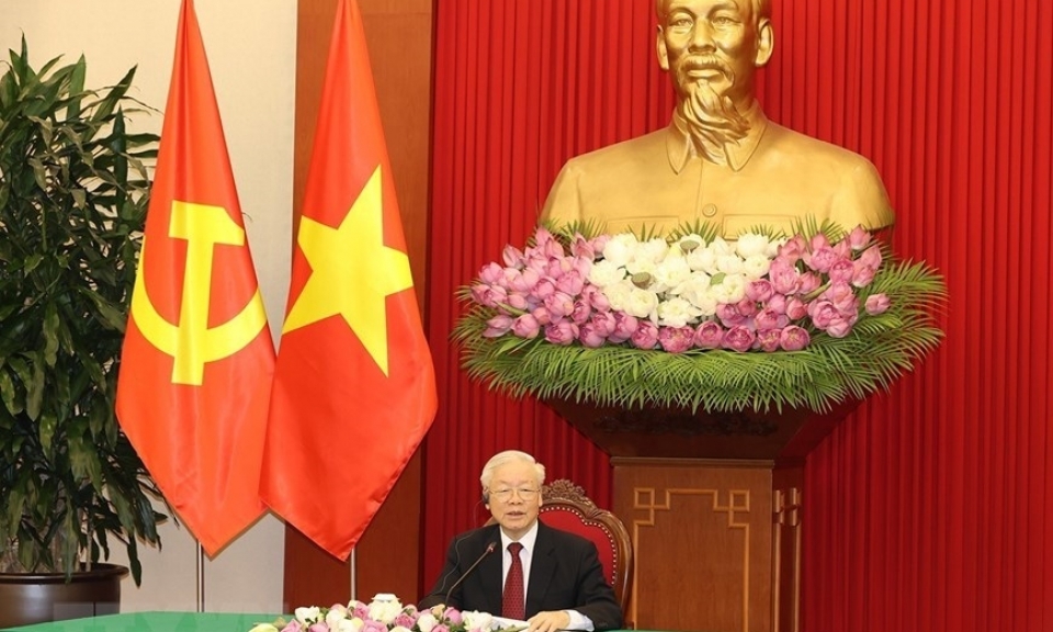 Tổng Bí thư Nguyễn Phú Trọng hội đàm trực tuyến với Chủ tịch Đảng Mặt trận giải phóng Mozambique