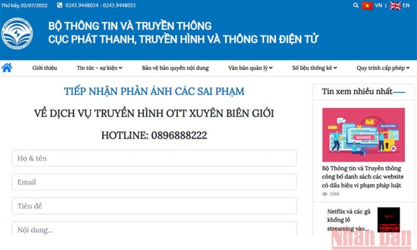 Tăng cường kiểm soát nội dung truyền hình trên internet