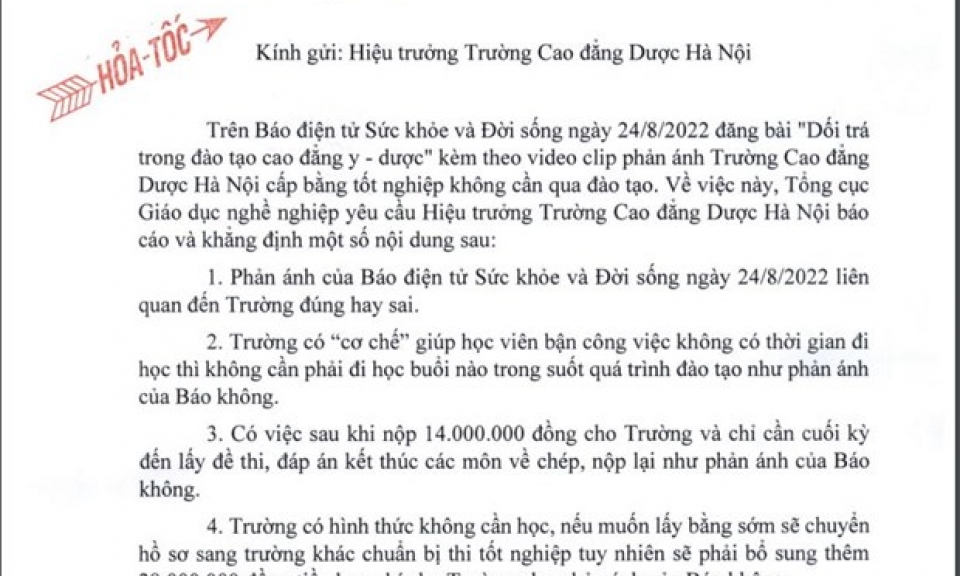 Yêu cầu ba trường y dược làm rõ thông tin cấp bằng không qua đào tạo