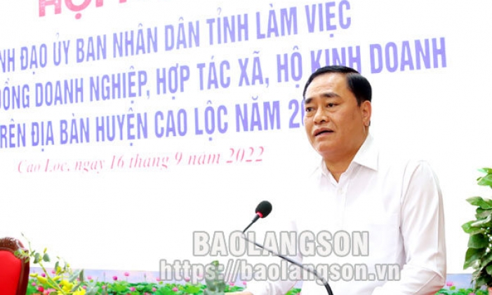 Lãnh đạo UBND tỉnh làm việc với doanh nghiệp, hợp tác xã trên địa bàn huyện Cao Lộc và huyện Lộc Bình