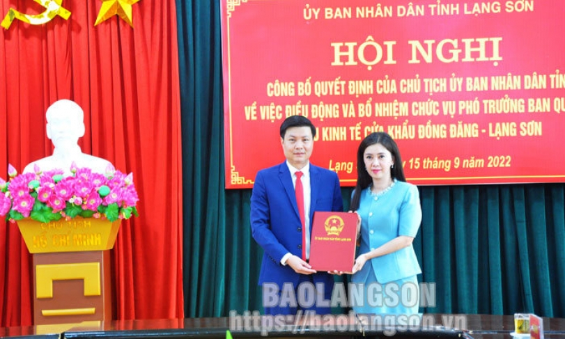 Công bố quyết định điều động, bổ nhiệm Phó Trưởng Ban Quản lý Khu kinh tế cửa khẩu Đồng Đăng - Lạng Sơn