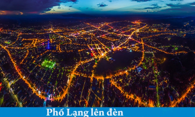 Thành phố Lạng Sơn lung linh trong đêm