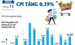 Chỉ số giá tiêu dùng tháng 11 năm 2022 tăng 0,39%