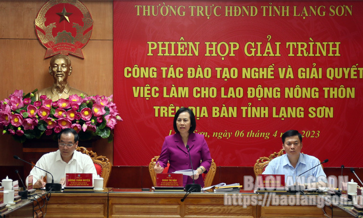 phiên giải trình về công tác đào tạo nghề, giải quyết việc làm cho lao động nông thôn và họp thường kỳ