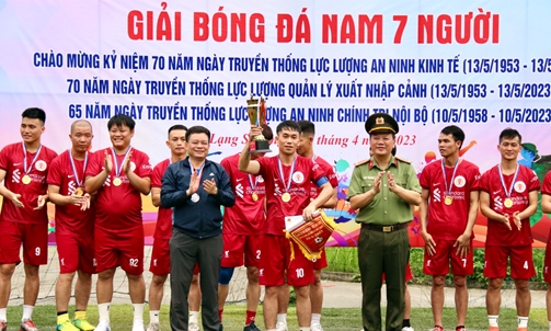 Trên 90 vận động viên tham gia giải bóng đá Cụm thi đua an ninh Công an tỉnh