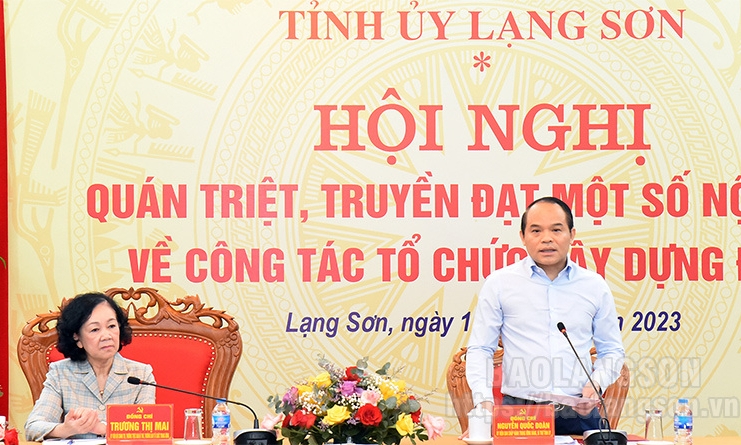 Đồng chí Trương Thị Mai,Thường trực Ban Bí thư, Trưởng Ban Tổ chức Trung ương làm việc với tỉnh Lạng Sơn