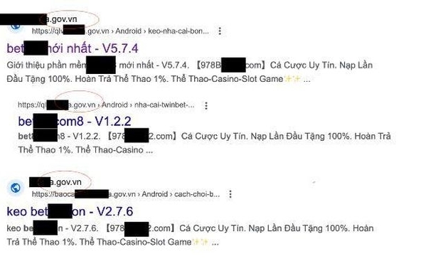 Nhiều website cơ quan nhà nước bị chèn link ẩn quảng cáo cờ bạc