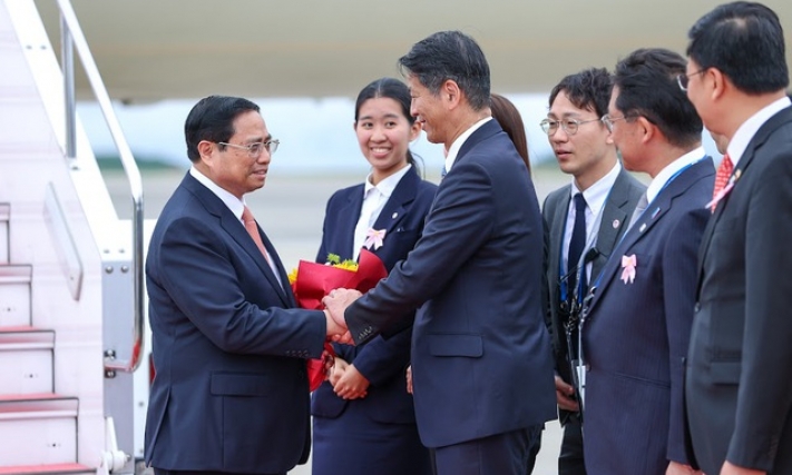 Thủ tướng Phạm Minh Chính tới Hiroshima bắt đầu dự Hội nghị Thượng đỉnh G7 và làm việc tại Nhật Bản