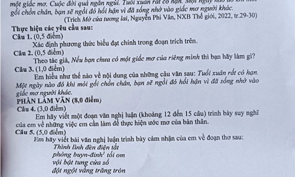 Kết thúc môn thi Ngữ Văn: Đề thi được đánh giá vừa sức