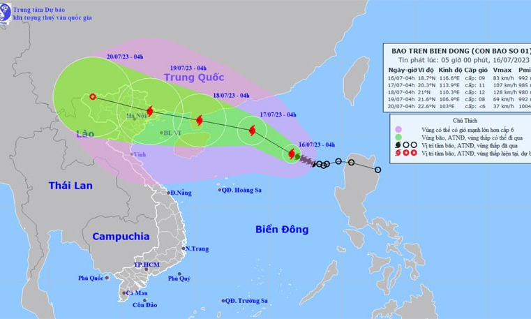 Bão số 1 có thể giật cấp 12 khi vào khu vực Đông Bắc Bộ