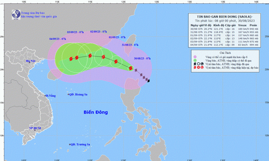 Ngoài bão Saola, khả năng xuất hiện 1-2 cơn bão ở Biển Đông trong tháng 9