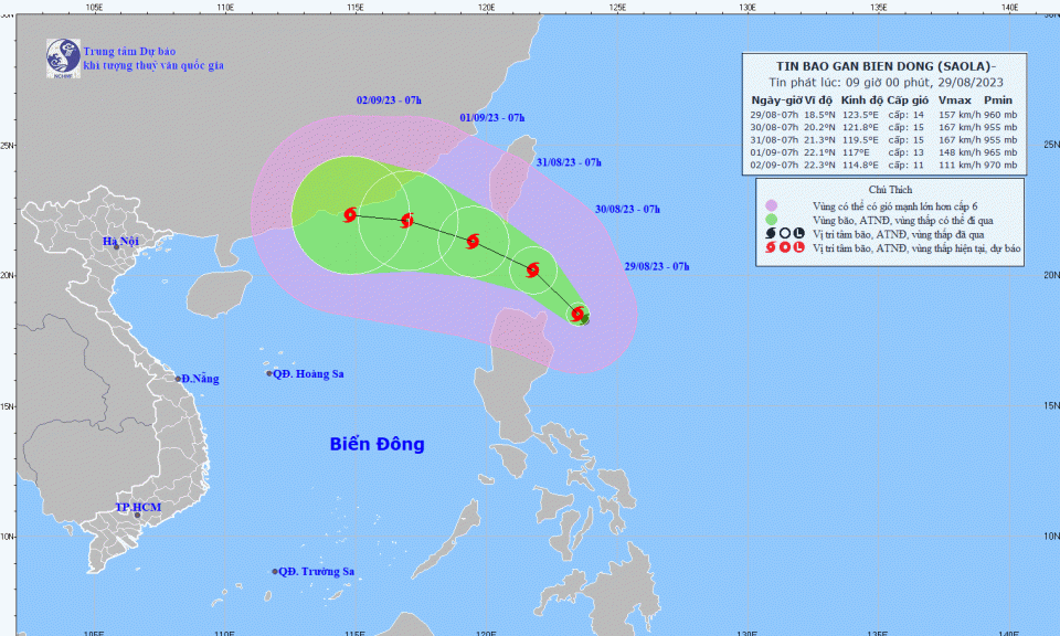 Theo dõi chặt chẽ diễn biến của bão Saola