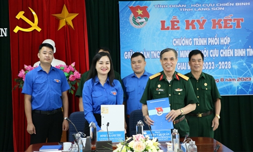 Ký kết chương trình phối hợp giữa đoàn thanh niên và hội cựu chiến binh giai đoạn 2023 - 2028