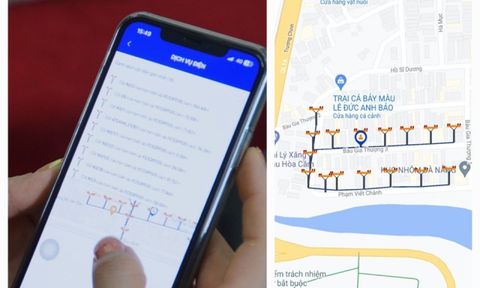 EVNCPC cung cấp dịch vụ điện trên bản đồ Google maps