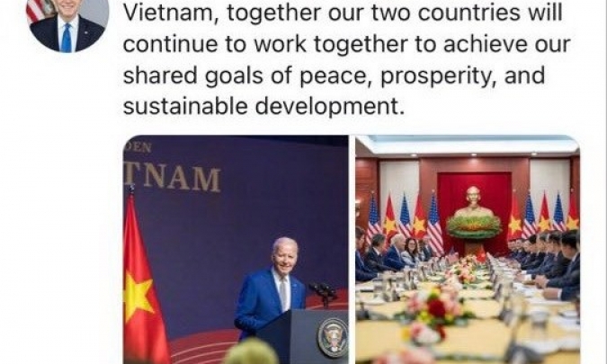 Tổng thống Joe Biden đăng thông điệp ý nghĩa sau chuyến thăm Việt Nam