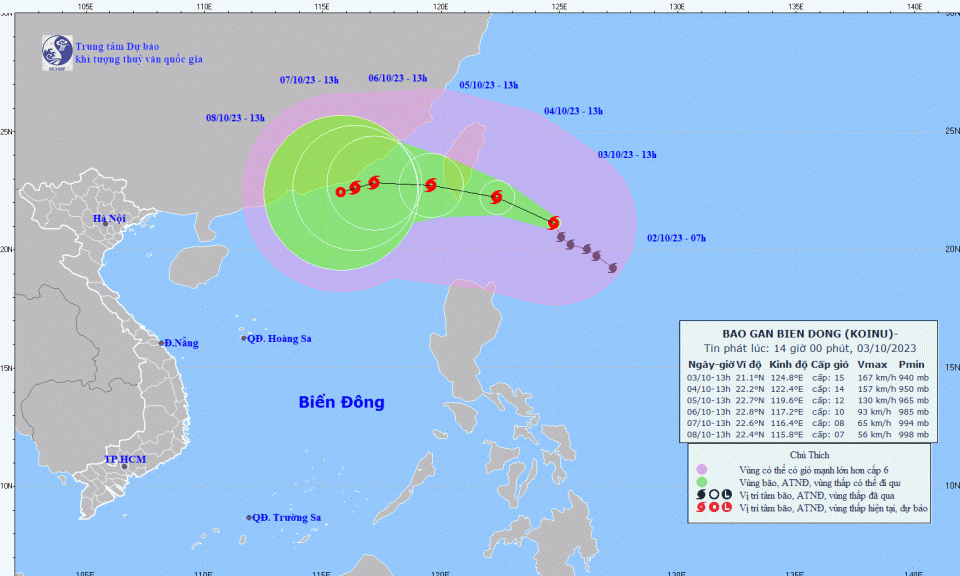Theo dõi chặt chẽ diễn biến của bão KOINU