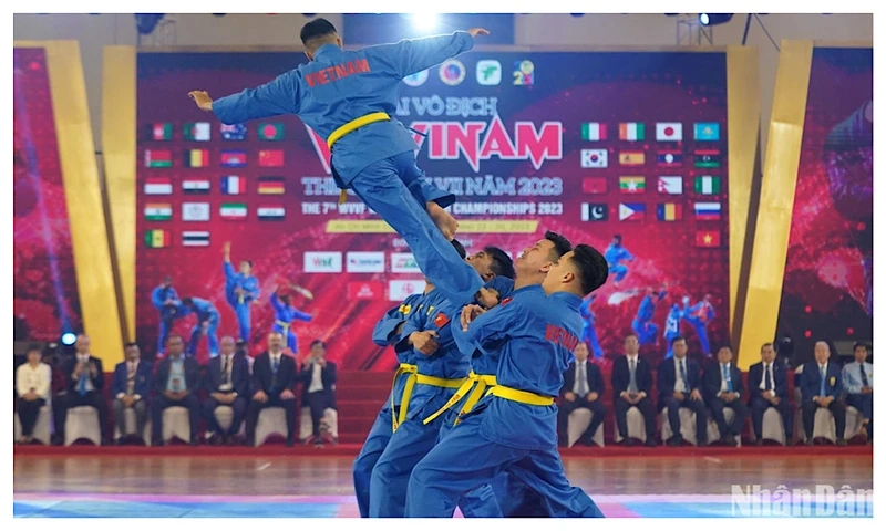 Vận động viên đội tuyển Vovinam quốc gia Việt Nam biểu diễn “Tinh hoa Vovinam - Tinh hoa Võ Việt”. 