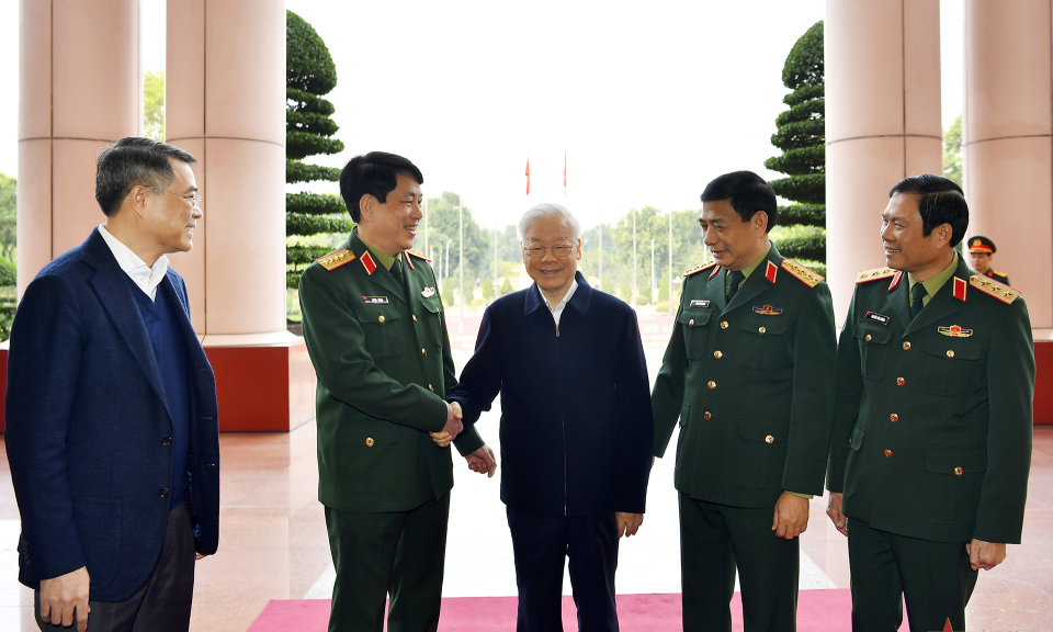 Tổng Bí thư Nguyễn Phú Trọng và các đồng chí lãnh đạo Đảng, Nhà nước dự Hội nghị Quân ủy Trung ương