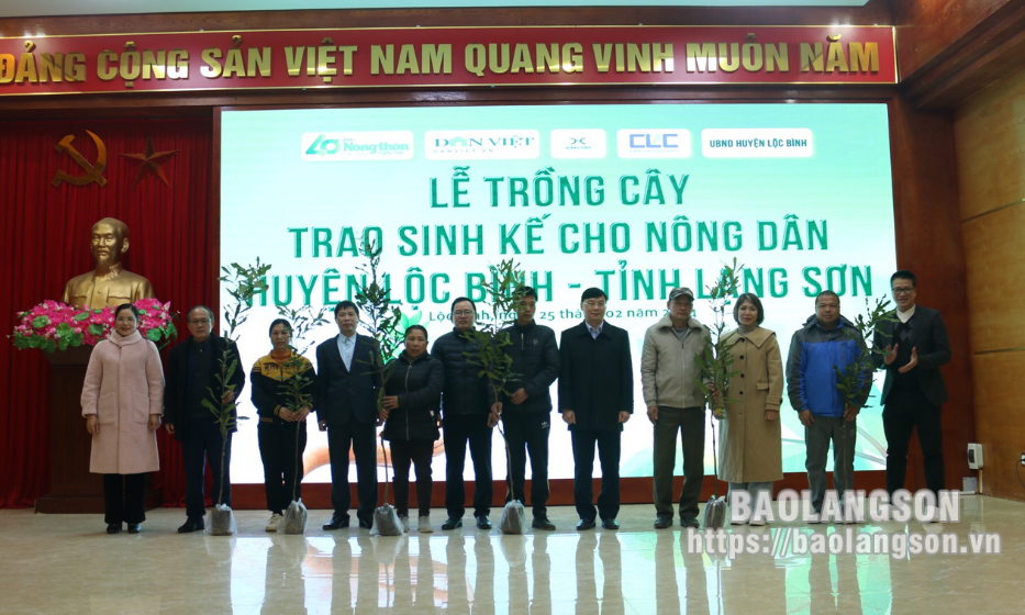 Trao tặng hơn 3.700 cây giống mắc ca cho người dân huyện Lộc Bình