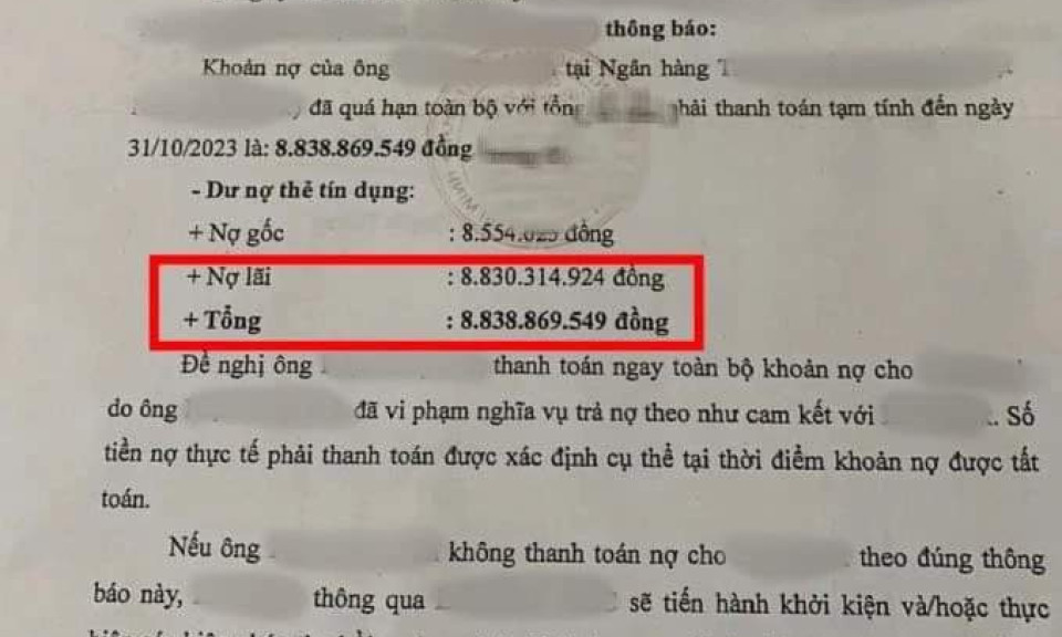 Nhiều vấn đề pháp lý đặt ra từ vụ "nợ thẻ tín dụng 8,5 triệu phải trả 8,8 tỷ"