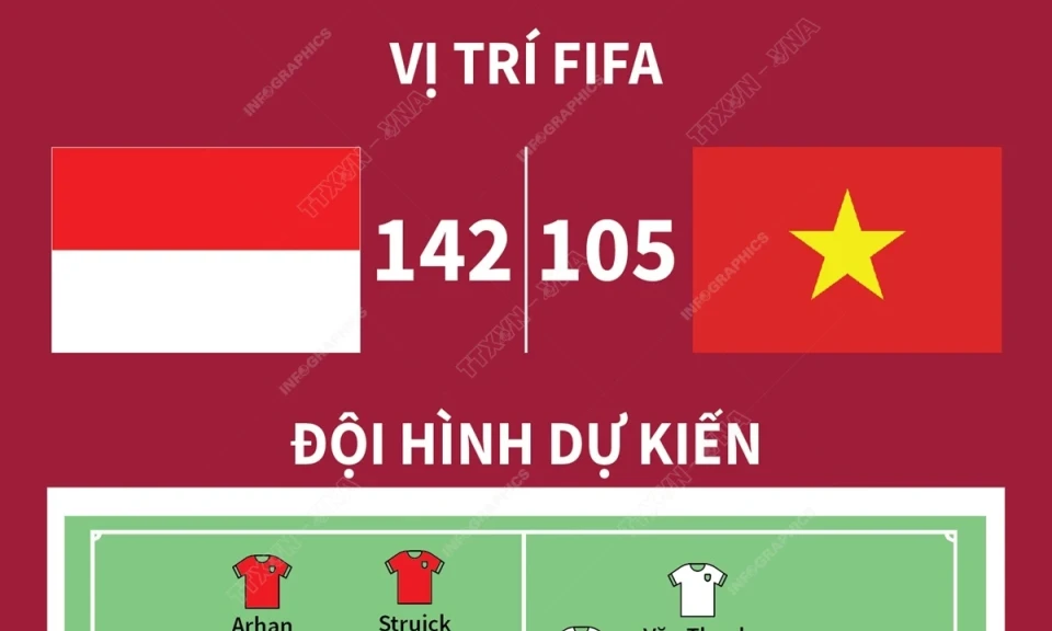 Vòng loại World Cup 2026: Tuyển Việt Nam đối đầu với tuyển Indonesia