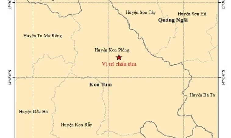 Kon Tum: Xảy ra trận động đất có độ lớn 4.1 tại huyện Kon Plông