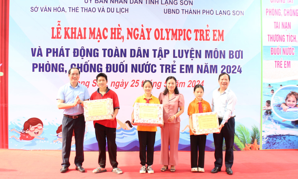 Khai mạc hè, ngày Olympic trẻ em và phát động toàn dân tập luyện môn bơi phòng, chống đuối nước trẻ em năm 2024 tại thành phố Lạng Sơn