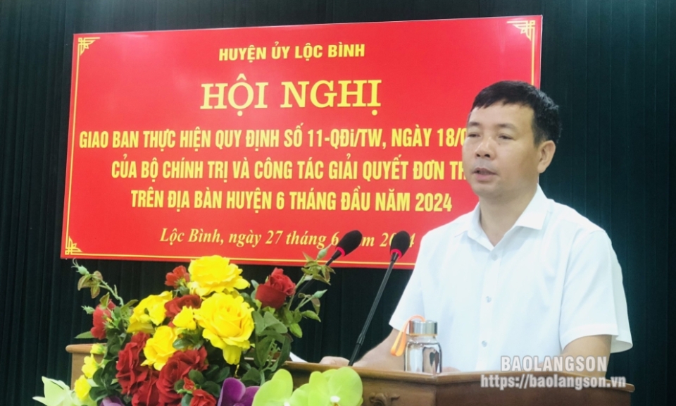 Huyện ủy Lộc Bình giao ban việc thực hiện Quy định số 11 của Bộ Chính trị