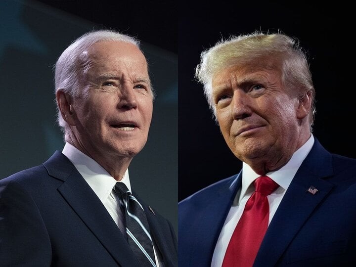 Tổng thống Mỹ Joe Biden và cựu tổng thống Donald Trump. (Ảnh: Bloomberg)