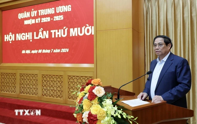 Thủ tướng Phạm Minh Chính phát biểu. (Ảnh: Nhan Sáng/TTXVN)