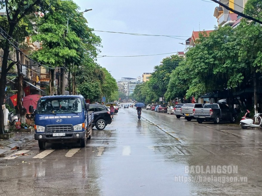 Mưa xảy ra trên địa bàn thành phố Lạng Sơn