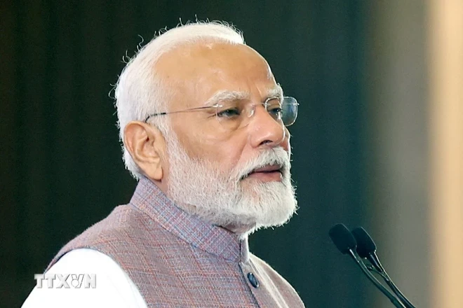 Thủ tướng Ấn Độ Narendra Modi phát biểu khai mạc phiên họp thứ 46 Ủy ban Di sản Thế giới của UNESCO tại New Delhi ngày 21/7/2024. (Ảnh: ANI/TTXVN)