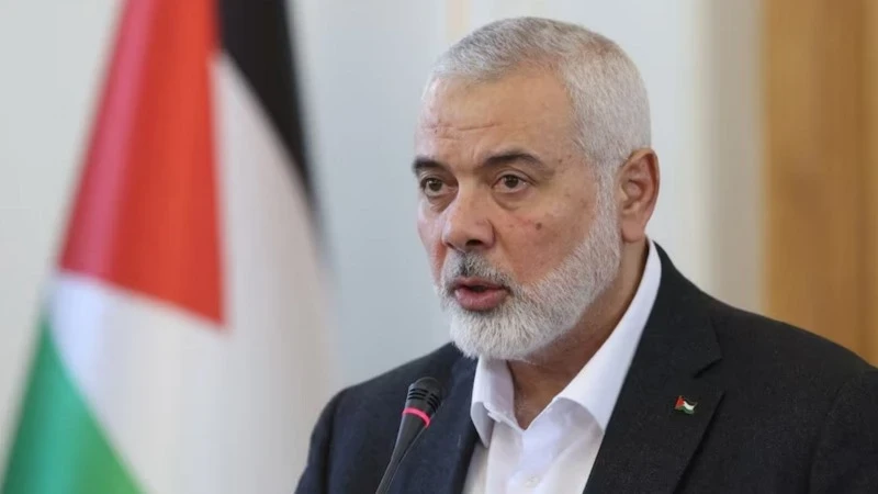 Lãnh đạo cấp cao của Hamas, Ismail Haniyeh phát biểu trong một cuộc họp báo tại Tehran, Iran, ngày 26/3/2024. (Ảnh: WANA/Reuters)