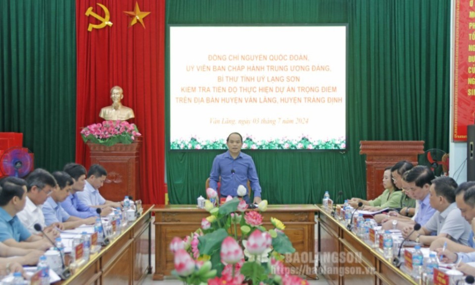 Đồng chí Bí thư Tỉnh ủy kiểm tra tiến độ thực hiện dự án trọng điểm tại các huyện Văn Lãng, Tràng Định