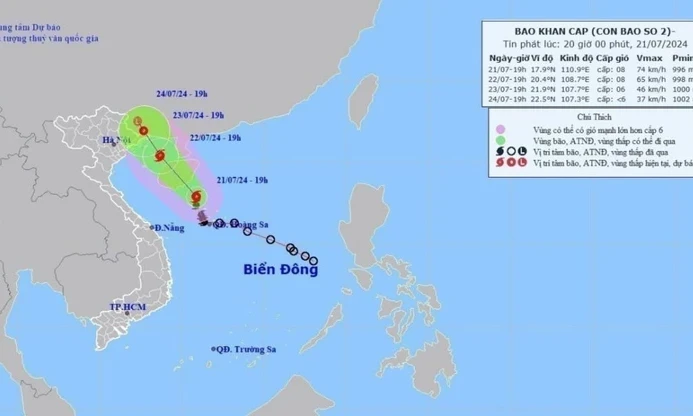 Bão số 2 di chuyển hướng Tây Bắc, Bắc Bộ và Thanh Hóa có mưa lớn kéo dài