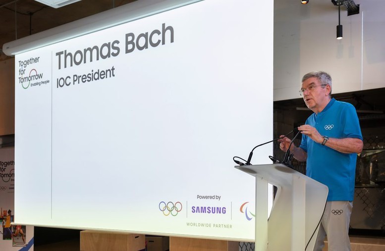 Ông Thomas Bach – Chủ tịch Ủy ban Olympic Quốc tế (IOC) phát biểu tại sự kiện.