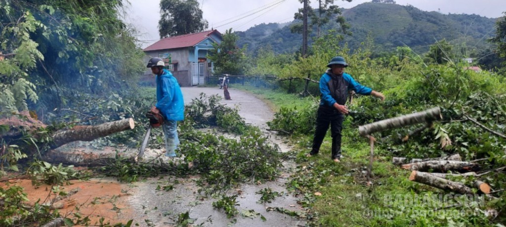 Các đơn vị liên quan trên địa bàn huyện Văn Quan xử lý sạt lở đất, cây đổ để đảm bảo giao thông