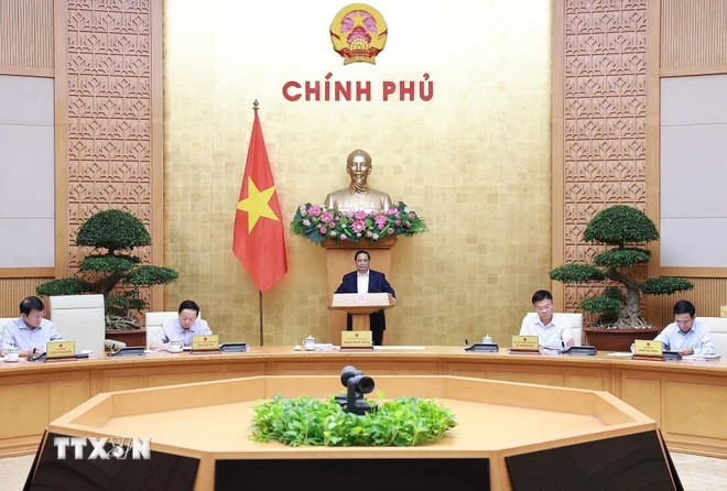 Thủ tướng Phạm Minh Chính chủ trì Phiên họp Chính phủ thường kỳ tháng 7 năm 2024. (Ảnh: Dương Giang/TTXVN)