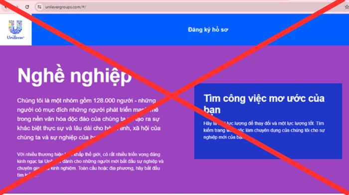 Trang web giả mạo tuyển dụng.