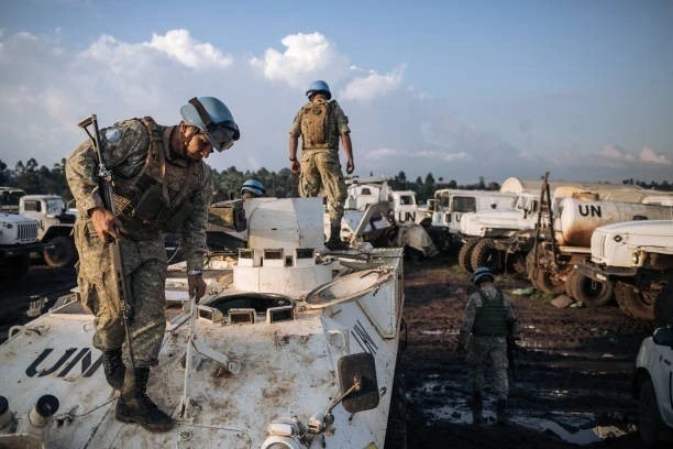 (Tư liệu) Binh sĩ thuộc Phái bộ Gìn giữ hòa bình của Liên hợp quốc CHDC Congo (MONUSCO) tại căn cứ quân sự ở Fataki, tỉnh Ituri, CHDC Congo, ngày 14/9/2020. (Ảnh: Getty Images/ TTXVN)