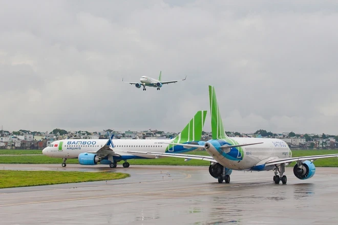 Bamboo Airways cũng đang nỗ lực tăng giờ khai thác bình quân của máy bay để tăng tối đa tải cung ứng. (Ảnh: PV/Vietnam+)