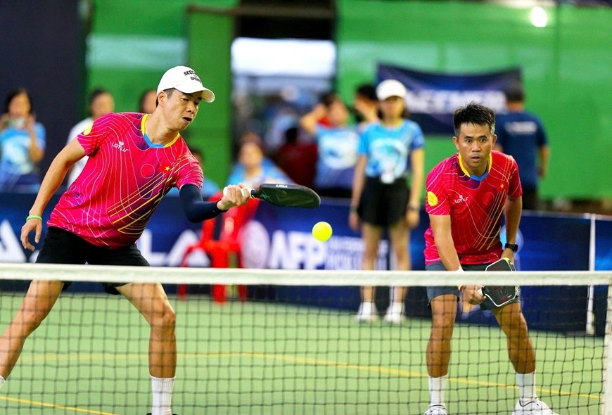 Các vận động viên tham dự Giải pickleball châu Á mở rộng 2024 được tổ chức tại TP Hồ Chí Minh. Ảnh: THANH ĐỊNH 