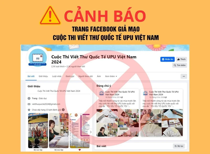 Cảnh báo của Vietnam Post, đơn vị tham gia tổ chức Cuộc thi Viết thư quốc tế UPU tại Việt Nam.