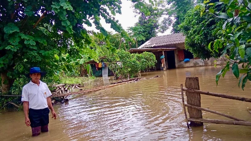 Ngập lụt do mưa lớn kéo dài trong nhiều ngày qua tại tỉnh Chiang Rai, phía bắc Thái Lan. (Ảnh: PRD Chiang Rai)