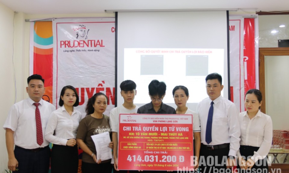 Prudential Việt Nam chi trả trên 400 triệu đồng cho khách hàng không may tử vong