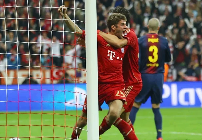 Müller là cầu thủ chủ chốt của Bayern trong chiến thắng nổi tiếng 4-0 trước Barcelona tại Allianz Arena vào tháng 4/2013. (Nguồn: FC Bayern)