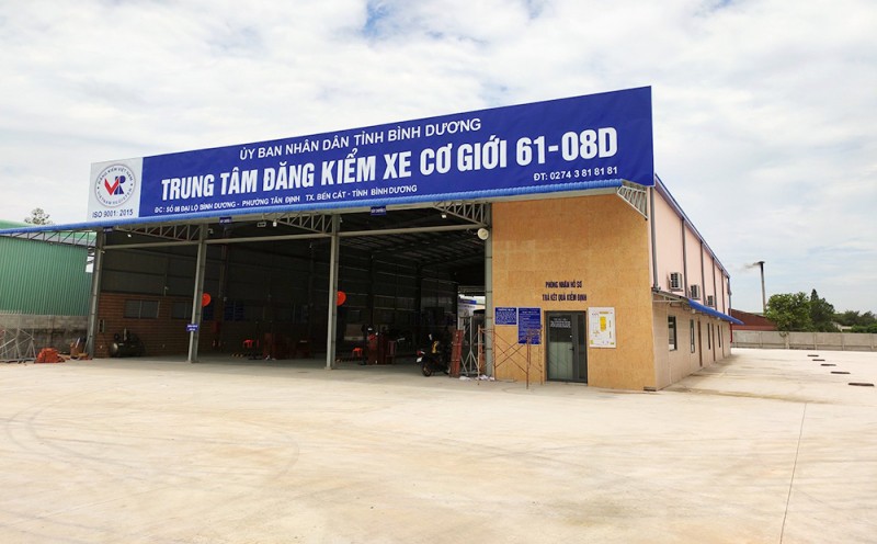 Trung tâm đăng kiểm xe cơ giới 61.08D, trụ sở tọa lạc trên đường Đại lộ Bình Dương, phường Tân Định, TP Bến Cát, Bình Dương.