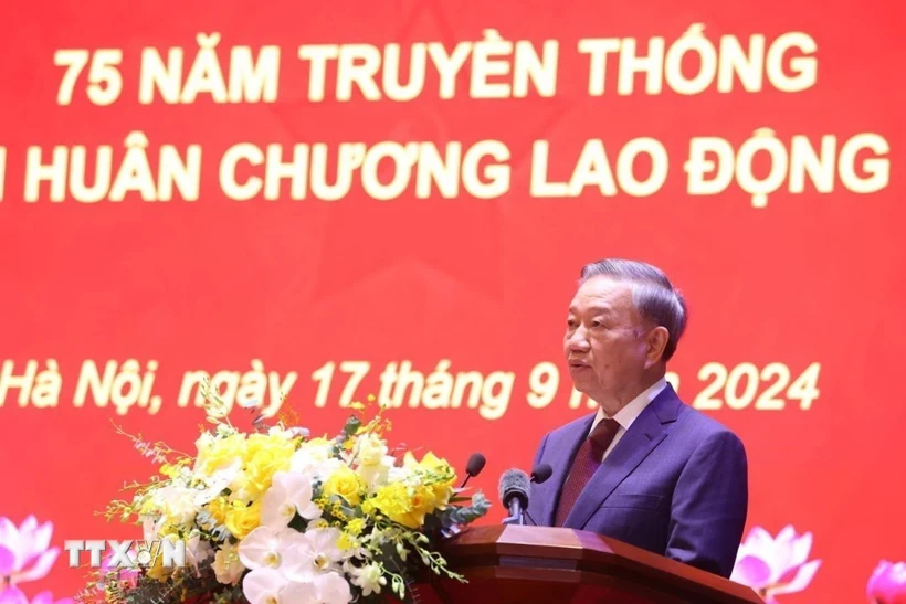 Giáo sư-Tiến sỹ Tô Lâm, Tổng Bí thư, Chủ tịch nước phát biểu chỉ đạo. (Ảnh: Văn Điệp/TTXVN)