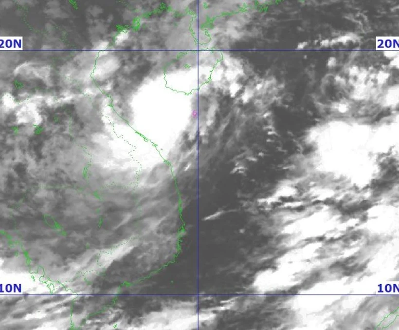 Hình ảnh áp thấp nhiệt đới mạnh lên thành cơn bão số 4 chụp qua vệ tinh. (Ảnh: Trung tâm khí tượng thủy văn trung ương)