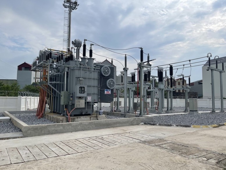 Máy biến áp T3, TBA 110kV Yên Phong 2, tỉnh Bắc Ninh vừa được đóng điện thành công - Ảnh:EVNNPC